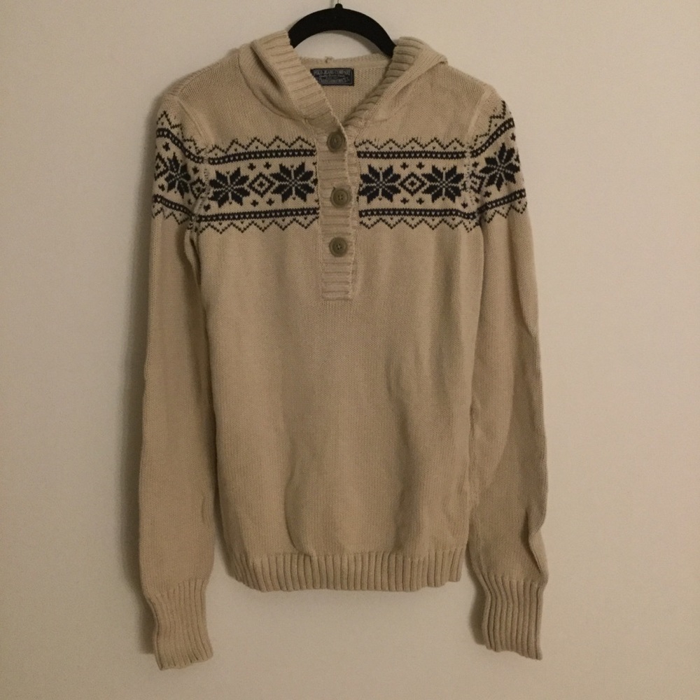 Ralph Lauren PJC tan snowflake sweater - size M